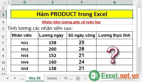 Hàm PRODUCT trong Excel
