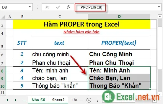 Hàm PROPER trong Excel 5