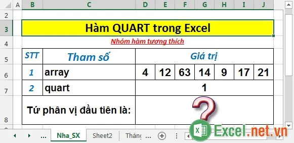 Hàm QUARTILE trong Excel