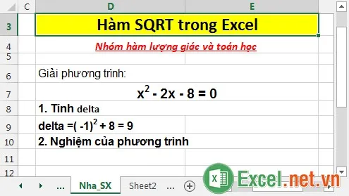 Hàm SQRT trong Excel 6