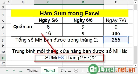 Hàm Sum trong Excel 13