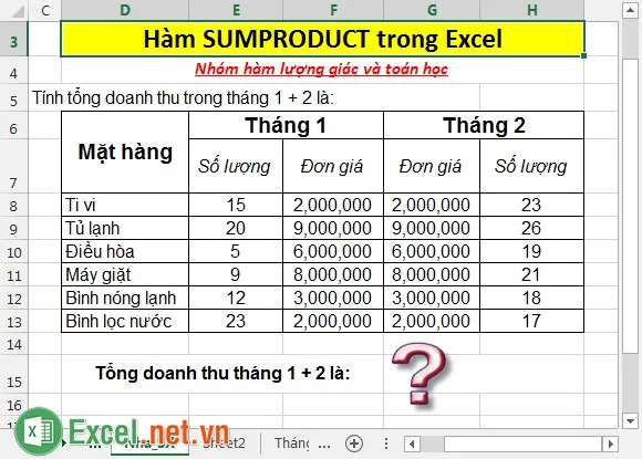 Hàm SUMPRODUCT trong Excel 4