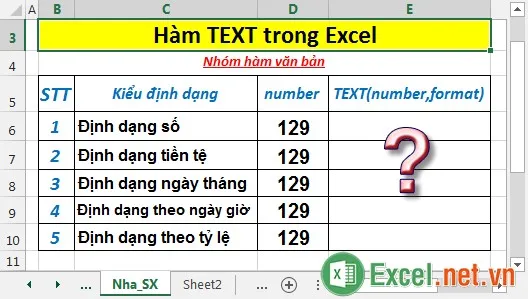 Hàm TEXT trong Excel