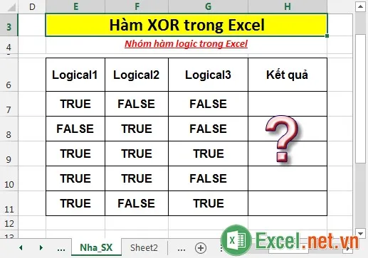 Hàm XOR trong Excel