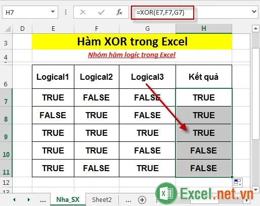 Hàm XOR trong Excel 4